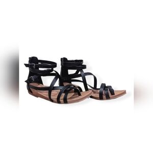 Style & Co. Women's Chelseaa Thong Ankle Strap Wedge Sandals Black Size 8M